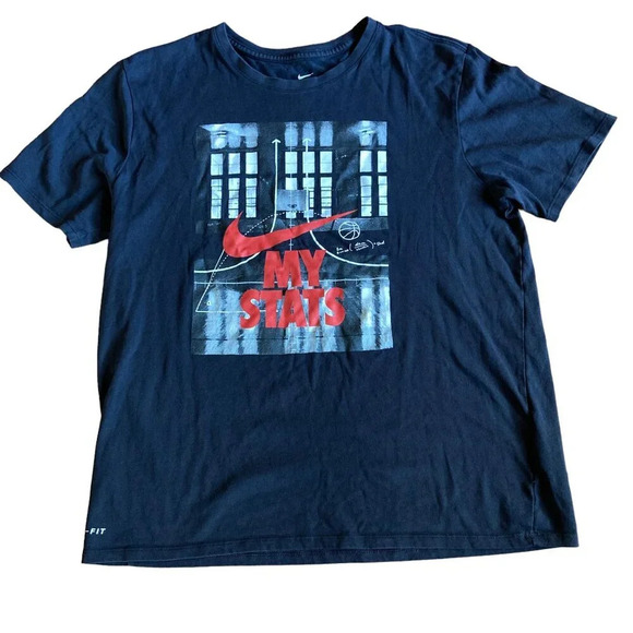The Nike Tee Men's‎ Black MY-STATS T-Shirt, Size Large , Short Sleeve, Dri-Fit - Picture 2 of 11